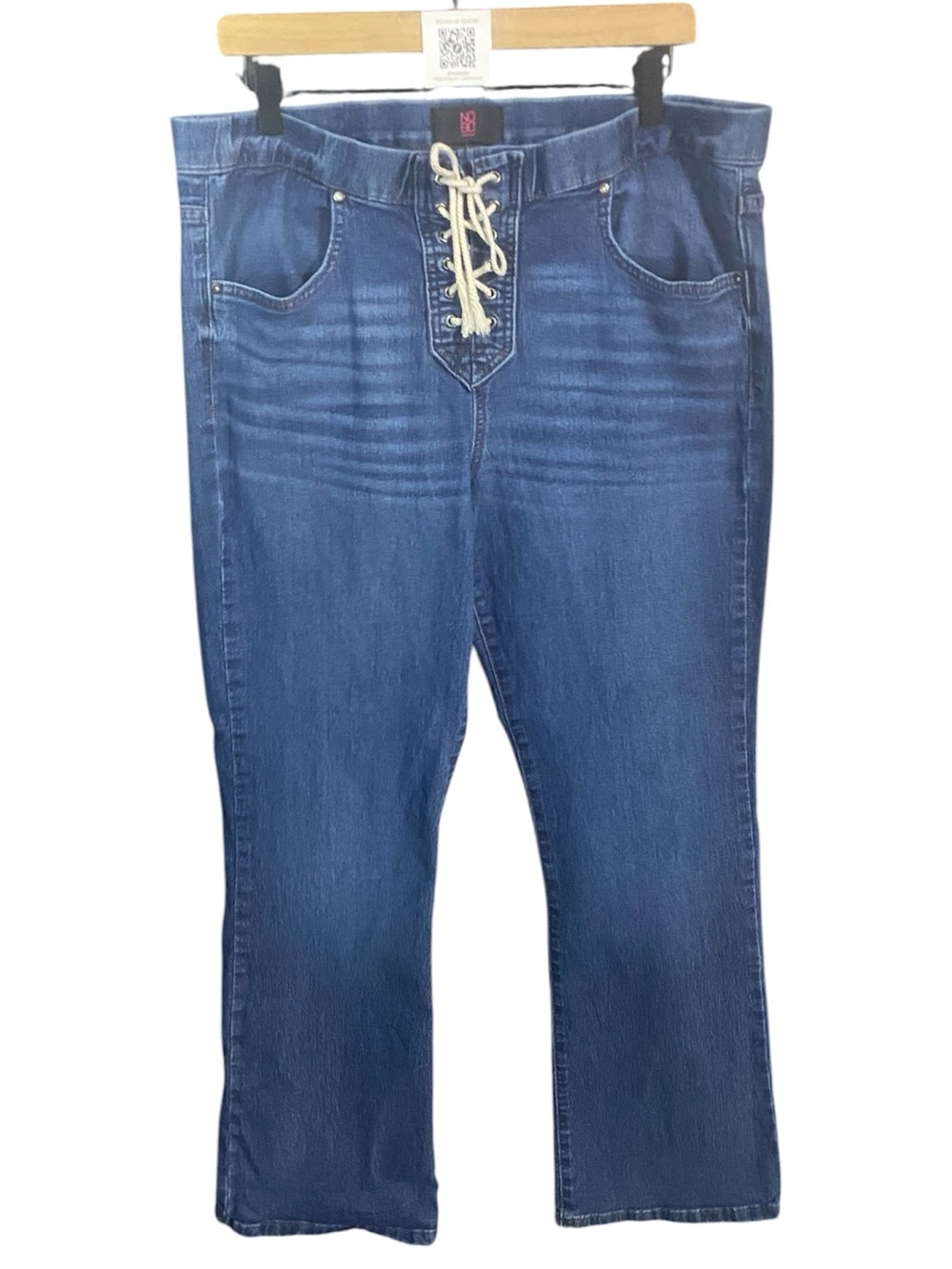 NoBo Women’s Lace-Up Dark Blue Denim Jeans sz 19 Jrs